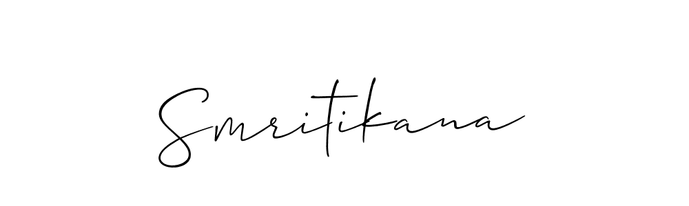Design your own signature with our free online signature maker. With this signature software, you can create a handwritten (Allison_Script) signature for name Smritikana. Smritikana signature style 2 images and pictures png