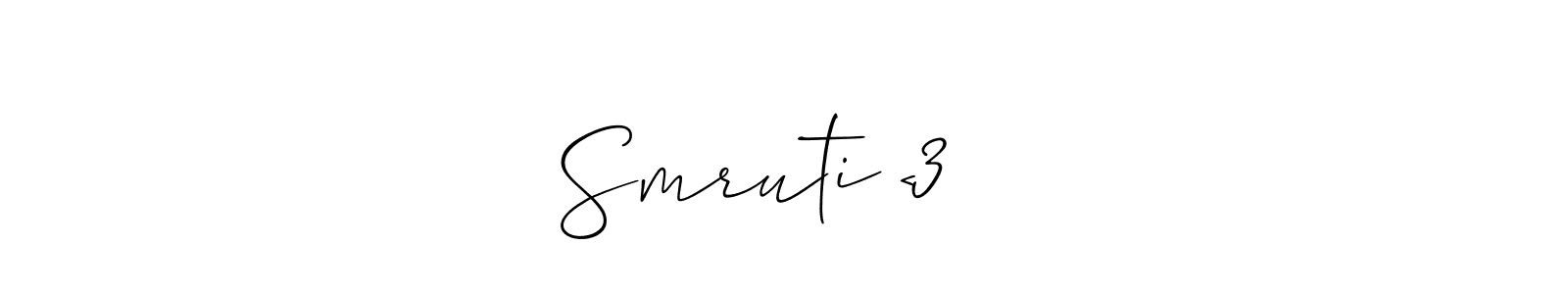 if you are searching for the best signature style for your name Smruti <3 ♥️. so please give up your signature search. here we have designed multiple signature styles  using Allison_Script. Smruti <3 ♥️ signature style 2 images and pictures png