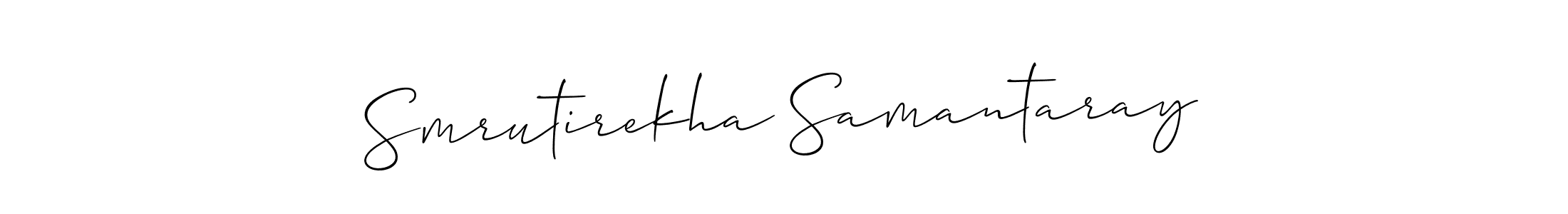 The best way (Allison_Script) to make a short signature is to pick only two or three words in your name. The name Smrutirekha Samantaray include a total of six letters. For converting this name. Smrutirekha Samantaray signature style 2 images and pictures png