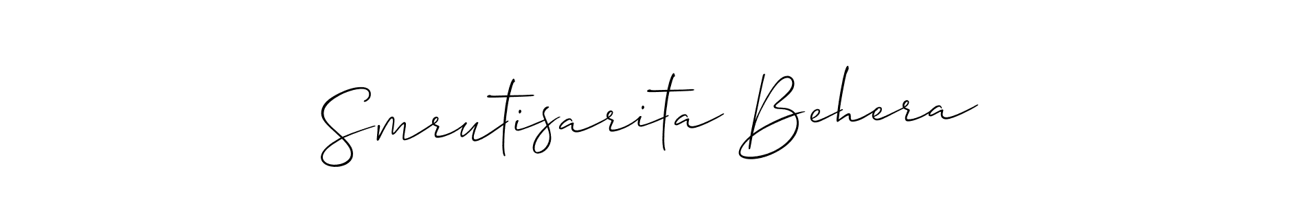 Create a beautiful signature design for name Smrutisarita Behera. With this signature (Allison_Script) fonts, you can make a handwritten signature for free. Smrutisarita Behera signature style 2 images and pictures png