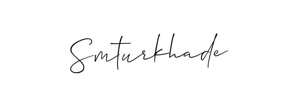 You should practise on your own different ways (Allison_Script) to write your name (Smturkhade) in signature. don't let someone else do it for you. Smturkhade signature style 2 images and pictures png