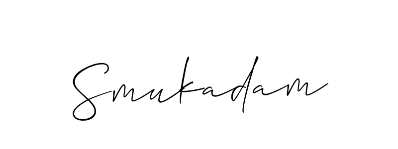 Smukadam stylish signature style. Best Handwritten Sign (Allison_Script) for my name. Handwritten Signature Collection Ideas for my name Smukadam. Smukadam signature style 2 images and pictures png