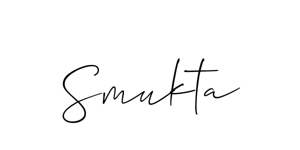 Also we have Smukta name is the best signature style. Create professional handwritten signature collection using Allison_Script autograph style. Smukta signature style 2 images and pictures png