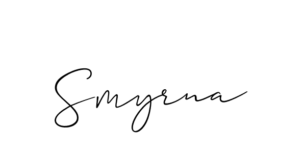 Use a signature maker to create a handwritten signature online. With this signature software, you can design (Allison_Script) your own signature for name Smyrna. Smyrna signature style 2 images and pictures png