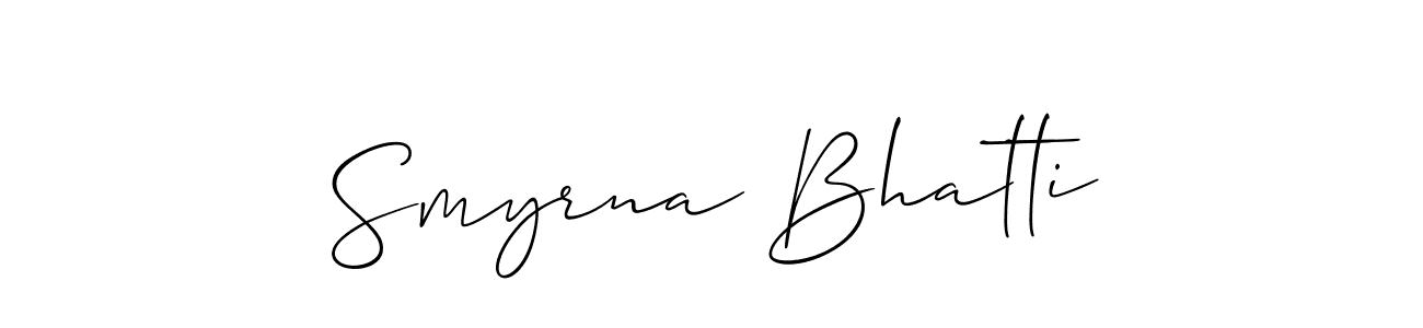 How to make Smyrna Bhatti signature? Allison_Script is a professional autograph style. Create handwritten signature for Smyrna Bhatti name. Smyrna Bhatti signature style 2 images and pictures png