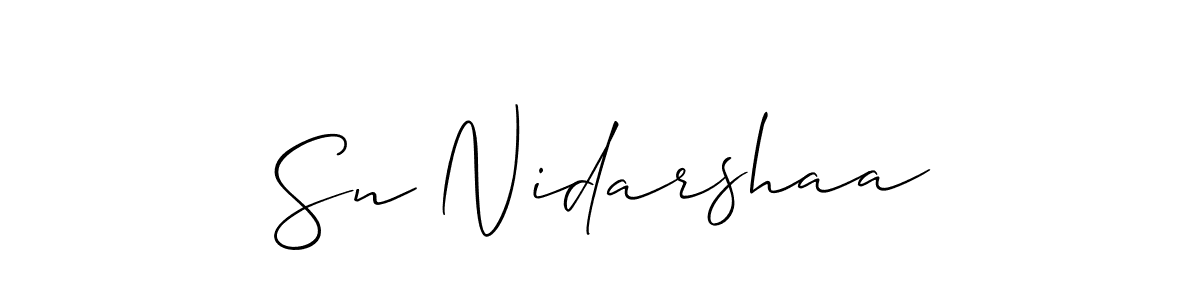 Also You can easily find your signature by using the search form. We will create Sn Nidarshaa name handwritten signature images for you free of cost using Allison_Script sign style. Sn Nidarshaa signature style 2 images and pictures png