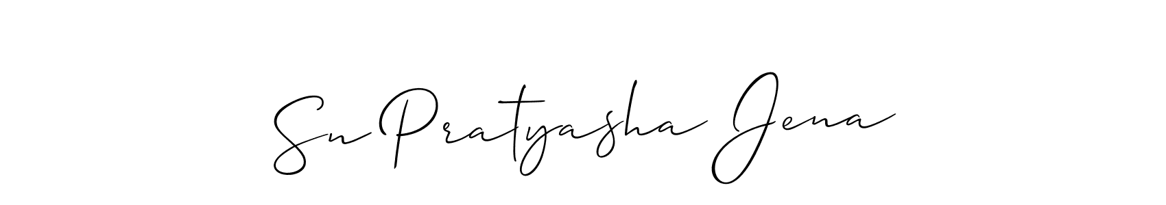 Allison_Script is a professional signature style that is perfect for those who want to add a touch of class to their signature. It is also a great choice for those who want to make their signature more unique. Get Sn Pratyasha Jena name to fancy signature for free. Sn Pratyasha Jena signature style 2 images and pictures png