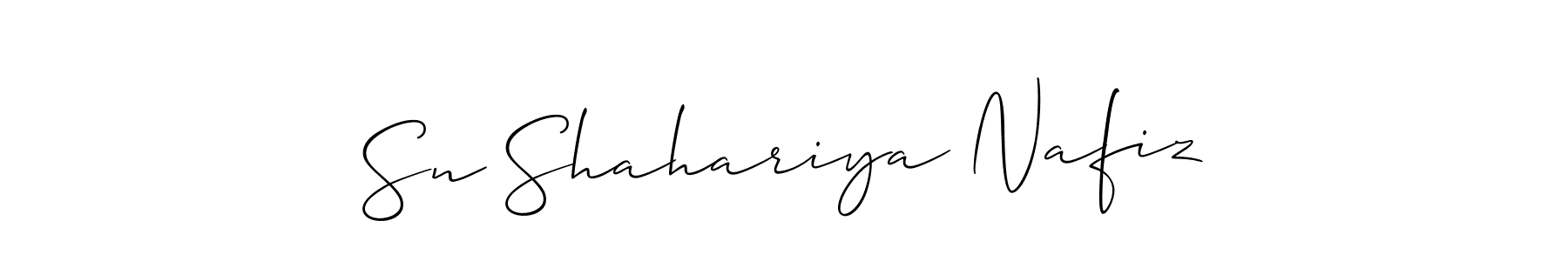 How to make Sn Shahariya Nafiz name signature. Use Allison_Script style for creating short signs online. This is the latest handwritten sign. Sn Shahariya Nafiz signature style 2 images and pictures png