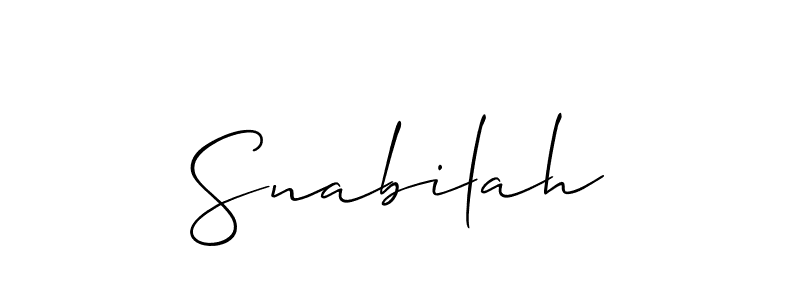 Create a beautiful signature design for name Snabilah. With this signature (Allison_Script) fonts, you can make a handwritten signature for free. Snabilah signature style 2 images and pictures png