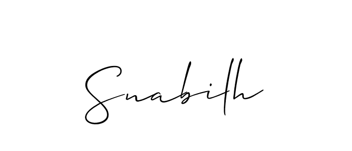 The best way (Allison_Script) to make a short signature is to pick only two or three words in your name. The name Snabilh include a total of six letters. For converting this name. Snabilh signature style 2 images and pictures png