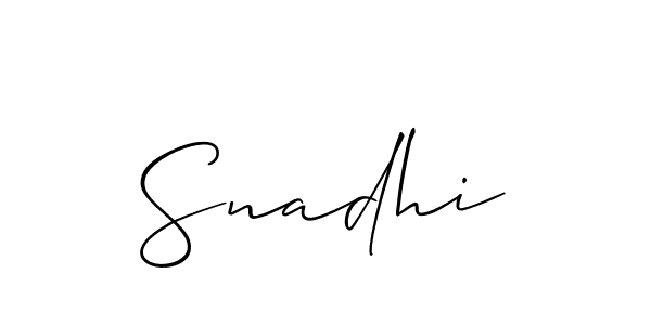 Create a beautiful signature design for name Snadhi. With this signature (Allison_Script) fonts, you can make a handwritten signature for free. Snadhi signature style 2 images and pictures png