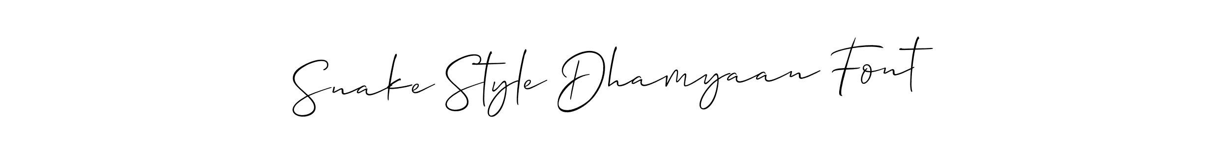 Make a beautiful signature design for name Snake Style Dhamyaan Font. With this signature (Allison_Script) style, you can create a handwritten signature for free. Snake Style Dhamyaan Font signature style 2 images and pictures png