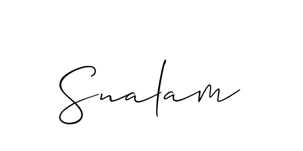 Create a beautiful signature design for name Snalam. With this signature (Allison_Script) fonts, you can make a handwritten signature for free. Snalam signature style 2 images and pictures png