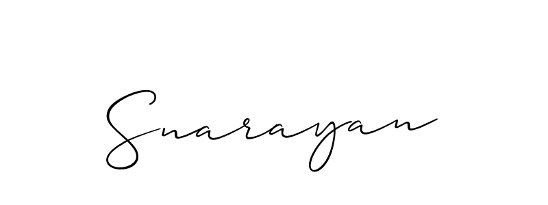 Create a beautiful signature design for name Snarayan. With this signature (Allison_Script) fonts, you can make a handwritten signature for free. Snarayan signature style 2 images and pictures png