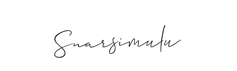 You should practise on your own different ways (Allison_Script) to write your name (Snarsimulu) in signature. don't let someone else do it for you. Snarsimulu signature style 2 images and pictures png