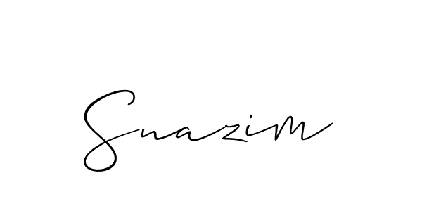 Design your own signature with our free online signature maker. With this signature software, you can create a handwritten (Allison_Script) signature for name Snazim. Snazim signature style 2 images and pictures png