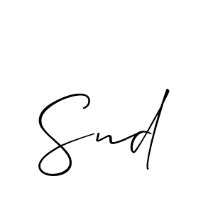 Design your own signature with our free online signature maker. With this signature software, you can create a handwritten (Allison_Script) signature for name Snd. Snd signature style 2 images and pictures png
