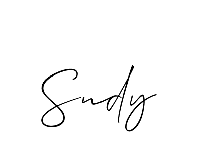 The best way (Allison_Script) to make a short signature is to pick only two or three words in your name. The name Sndy include a total of six letters. For converting this name. Sndy signature style 2 images and pictures png