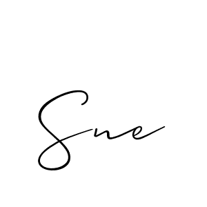 Make a beautiful signature design for name Sne. With this signature (Allison_Script) style, you can create a handwritten signature for free. Sne signature style 2 images and pictures png