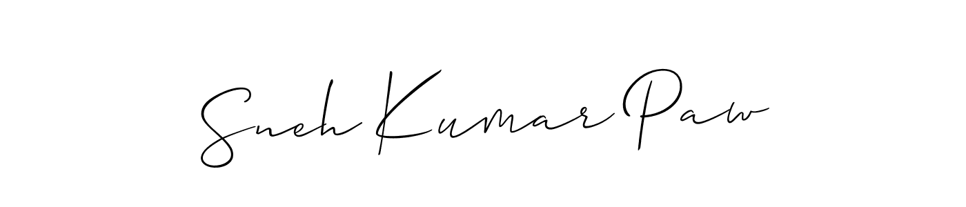 How to make Sneh Kumar Paw name signature. Use Allison_Script style for creating short signs online. This is the latest handwritten sign. Sneh Kumar Paw signature style 2 images and pictures png