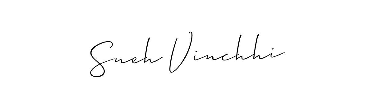 Use a signature maker to create a handwritten signature online. With this signature software, you can design (Allison_Script) your own signature for name Sneh Vinchhi. Sneh Vinchhi signature style 2 images and pictures png