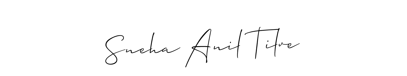 You should practise on your own different ways (Allison_Script) to write your name (Sneha Anil Tilve) in signature. don't let someone else do it for you. Sneha Anil Tilve signature style 2 images and pictures png