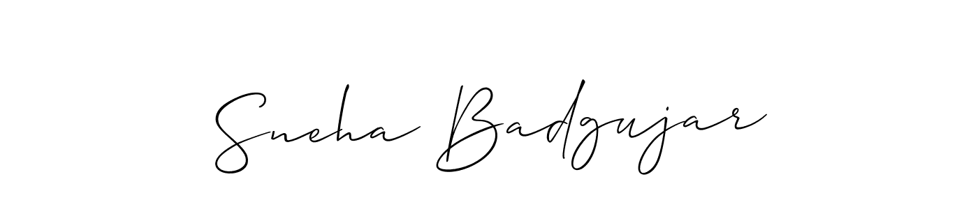 How to make Sneha Badgujar signature? Allison_Script is a professional autograph style. Create handwritten signature for Sneha Badgujar name. Sneha Badgujar signature style 2 images and pictures png