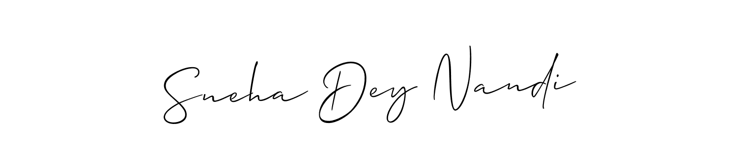 It looks lik you need a new signature style for name Sneha Dey Nandi. Design unique handwritten (Allison_Script) signature with our free signature maker in just a few clicks. Sneha Dey Nandi signature style 2 images and pictures png