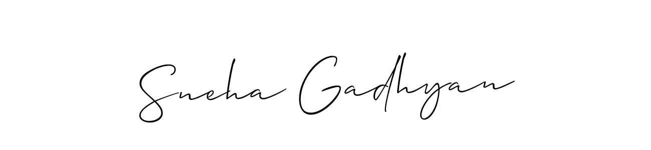 How to make Sneha Gadhyan name signature. Use Allison_Script style for creating short signs online. This is the latest handwritten sign. Sneha Gadhyan signature style 2 images and pictures png