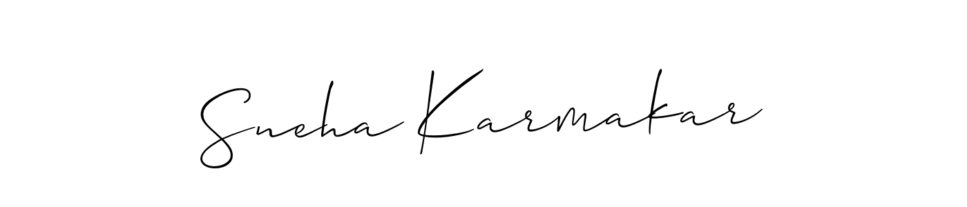 Also You can easily find your signature by using the search form. We will create Sneha Karmakar name handwritten signature images for you free of cost using Allison_Script sign style. Sneha Karmakar signature style 2 images and pictures png