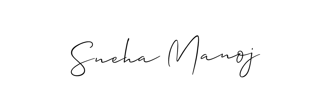 Make a short Sneha Manoj signature style. Manage your documents anywhere anytime using Allison_Script. Create and add eSignatures, submit forms, share and send files easily. Sneha Manoj signature style 2 images and pictures png