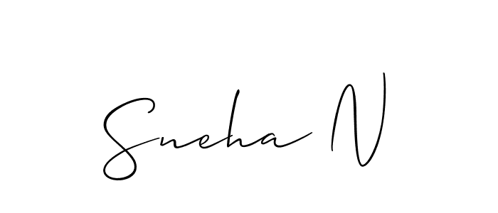How to make Sneha N name signature. Use Allison_Script style for creating short signs online. This is the latest handwritten sign. Sneha N signature style 2 images and pictures png