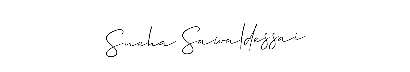 This is the best signature style for the Sneha Sawaldessai name. Also you like these signature font (Allison_Script). Mix name signature. Sneha Sawaldessai signature style 2 images and pictures png