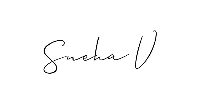 Design your own signature with our free online signature maker. With this signature software, you can create a handwritten (Allison_Script) signature for name Sneha V. Sneha V signature style 2 images and pictures png