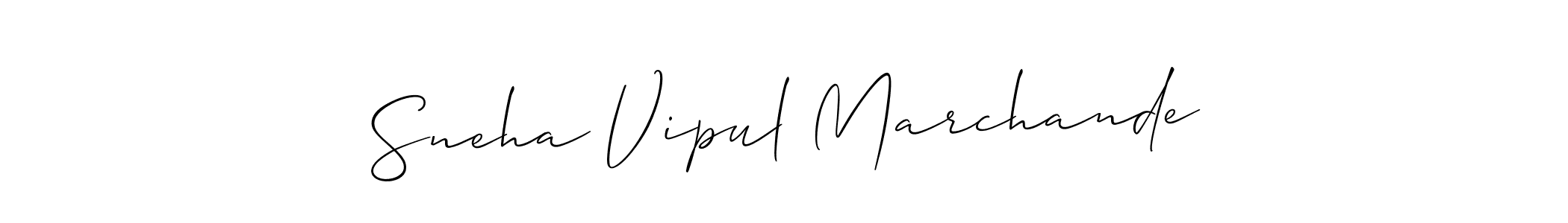 You should practise on your own different ways (Allison_Script) to write your name (Sneha Vipul Marchande) in signature. don't let someone else do it for you. Sneha Vipul Marchande signature style 2 images and pictures png