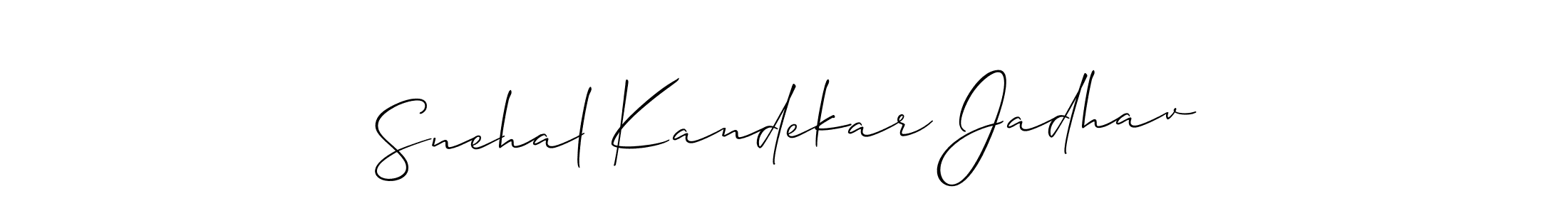Also You can easily find your signature by using the search form. We will create Snehal Kandekar Jadhav name handwritten signature images for you free of cost using Allison_Script sign style. Snehal Kandekar Jadhav signature style 2 images and pictures png