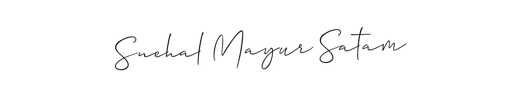 Make a beautiful signature design for name Snehal Mayur Satam. With this signature (Allison_Script) style, you can create a handwritten signature for free. Snehal Mayur Satam signature style 2 images and pictures png