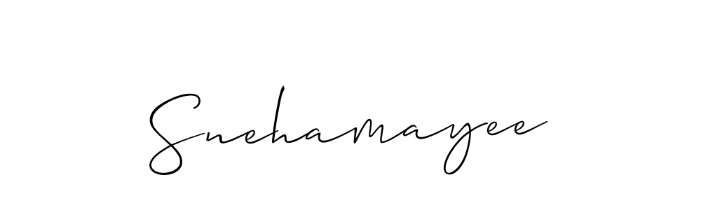 Allison_Script is a professional signature style that is perfect for those who want to add a touch of class to their signature. It is also a great choice for those who want to make their signature more unique. Get Snehamayee name to fancy signature for free. Snehamayee signature style 2 images and pictures png