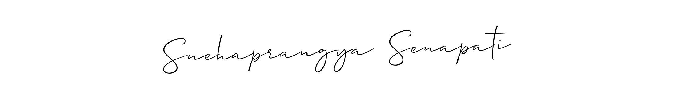 Make a beautiful signature design for name Snehaprangya  Senapati. With this signature (Allison_Script) style, you can create a handwritten signature for free. Snehaprangya  Senapati signature style 2 images and pictures png