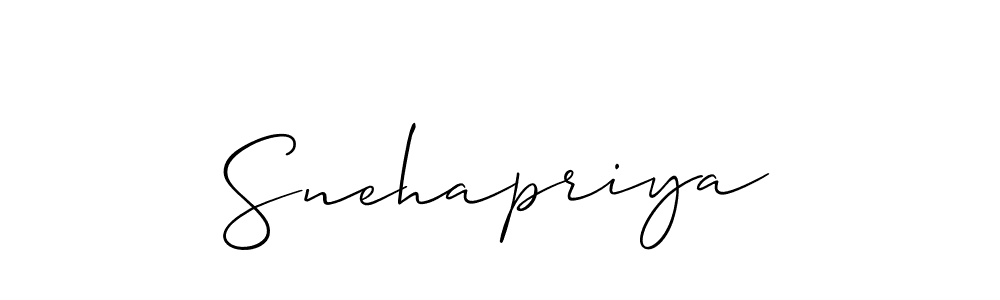 How to make Snehapriya name signature. Use Allison_Script style for creating short signs online. This is the latest handwritten sign. Snehapriya signature style 2 images and pictures png