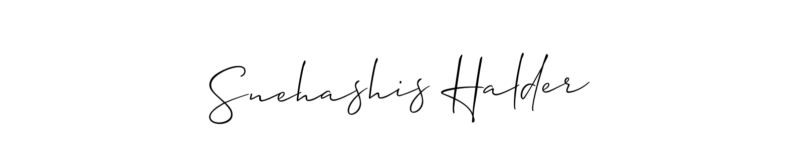 Allison_Script is a professional signature style that is perfect for those who want to add a touch of class to their signature. It is also a great choice for those who want to make their signature more unique. Get Snehashis Halder name to fancy signature for free. Snehashis Halder signature style 2 images and pictures png