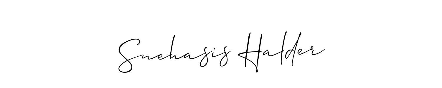 This is the best signature style for the Snehasis Halder name. Also you like these signature font (Allison_Script). Mix name signature. Snehasis Halder signature style 2 images and pictures png