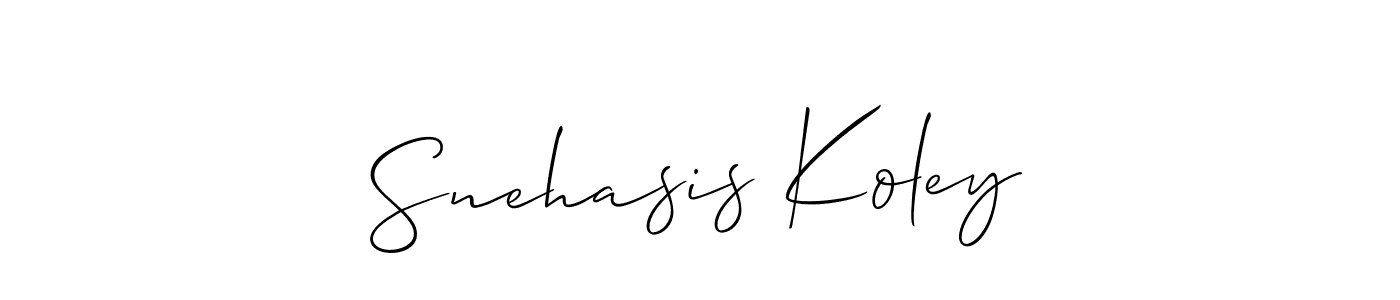 Make a short Snehasis Koley signature style. Manage your documents anywhere anytime using Allison_Script. Create and add eSignatures, submit forms, share and send files easily. Snehasis Koley signature style 2 images and pictures png