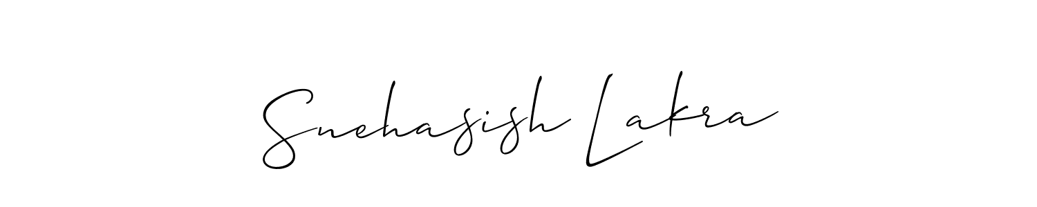 Make a short Snehasish Lakra signature style. Manage your documents anywhere anytime using Allison_Script. Create and add eSignatures, submit forms, share and send files easily. Snehasish Lakra signature style 2 images and pictures png