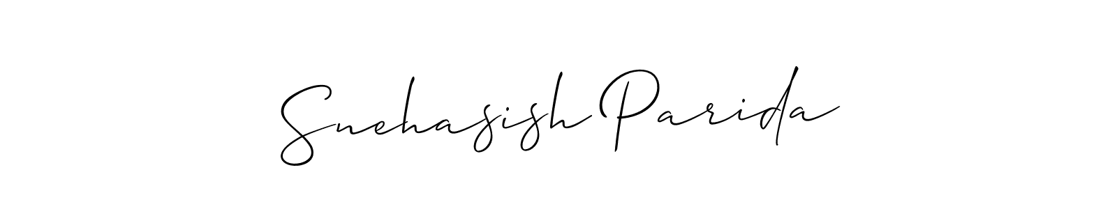 Use a signature maker to create a handwritten signature online. With this signature software, you can design (Allison_Script) your own signature for name Snehasish Parida. Snehasish Parida signature style 2 images and pictures png