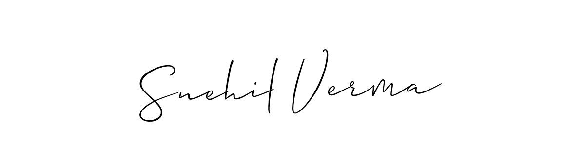 Allison_Script is a professional signature style that is perfect for those who want to add a touch of class to their signature. It is also a great choice for those who want to make their signature more unique. Get Snehil Verma name to fancy signature for free. Snehil Verma signature style 2 images and pictures png