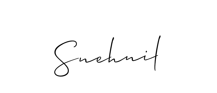 How to make Snehnil name signature. Use Allison_Script style for creating short signs online. This is the latest handwritten sign. Snehnil signature style 2 images and pictures png