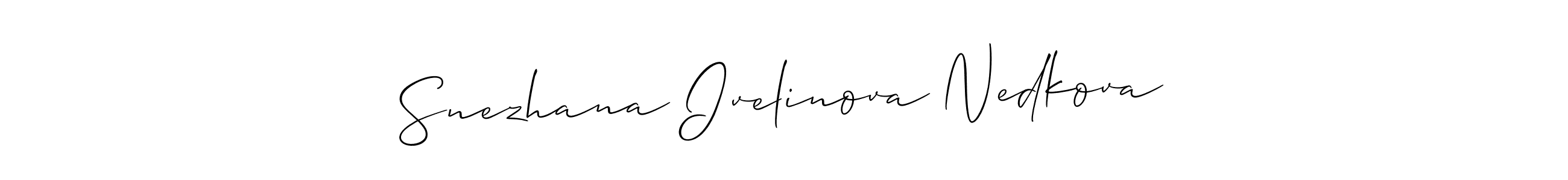 It looks lik you need a new signature style for name Snezhana Ivelinova Nedkova. Design unique handwritten (Allison_Script) signature with our free signature maker in just a few clicks. Snezhana Ivelinova Nedkova signature style 2 images and pictures png