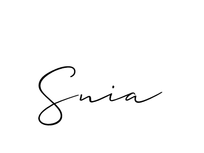 Design your own signature with our free online signature maker. With this signature software, you can create a handwritten (Allison_Script) signature for name Snia. Snia signature style 2 images and pictures png