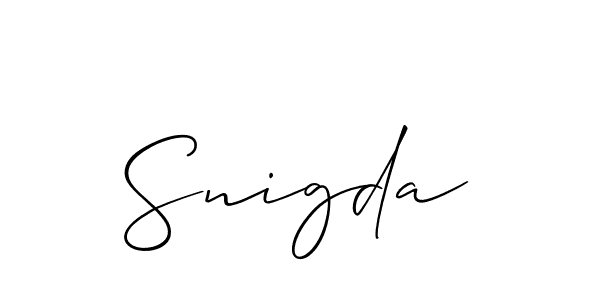 The best way (Allison_Script) to make a short signature is to pick only two or three words in your name. The name Snigda include a total of six letters. For converting this name. Snigda signature style 2 images and pictures png